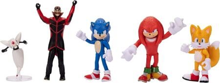 Набор фигурок Соник, Тейлз, Наклз, Роботник и Базз Бомбардировщик  - Sonic The Hedgehog 2, Jakks Pacific