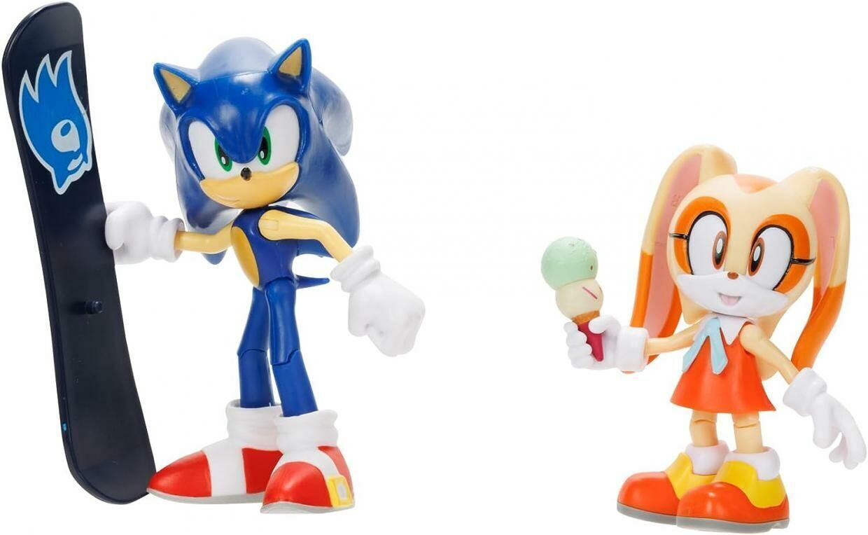 Набор фигурок Крольчиха Крим (Cream) с мороженым и Соник (Sonic) со  сноубордом - Sonic The Hedgehog, Jakks Pacific